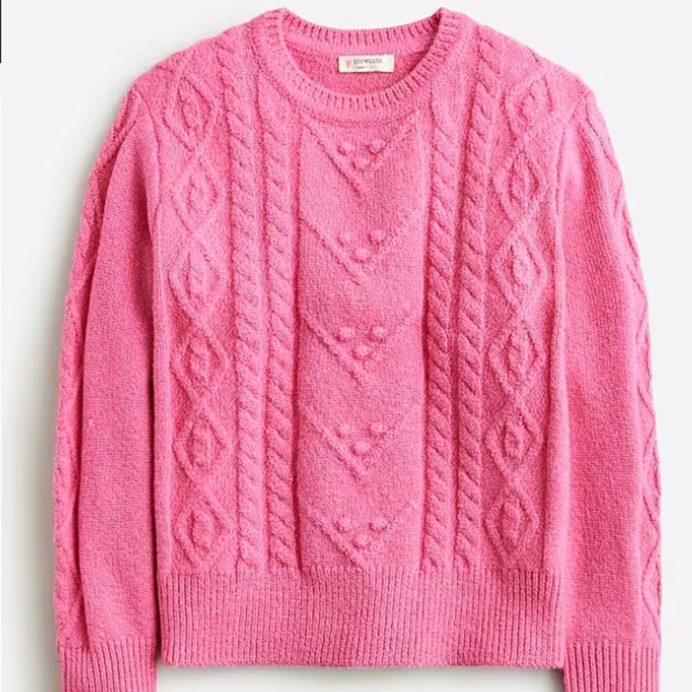 J Crew Girls' sparkle pink cable-knit sweater EUC